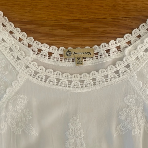 Democracy Boho white flowy top XS - Picture 3 of 5